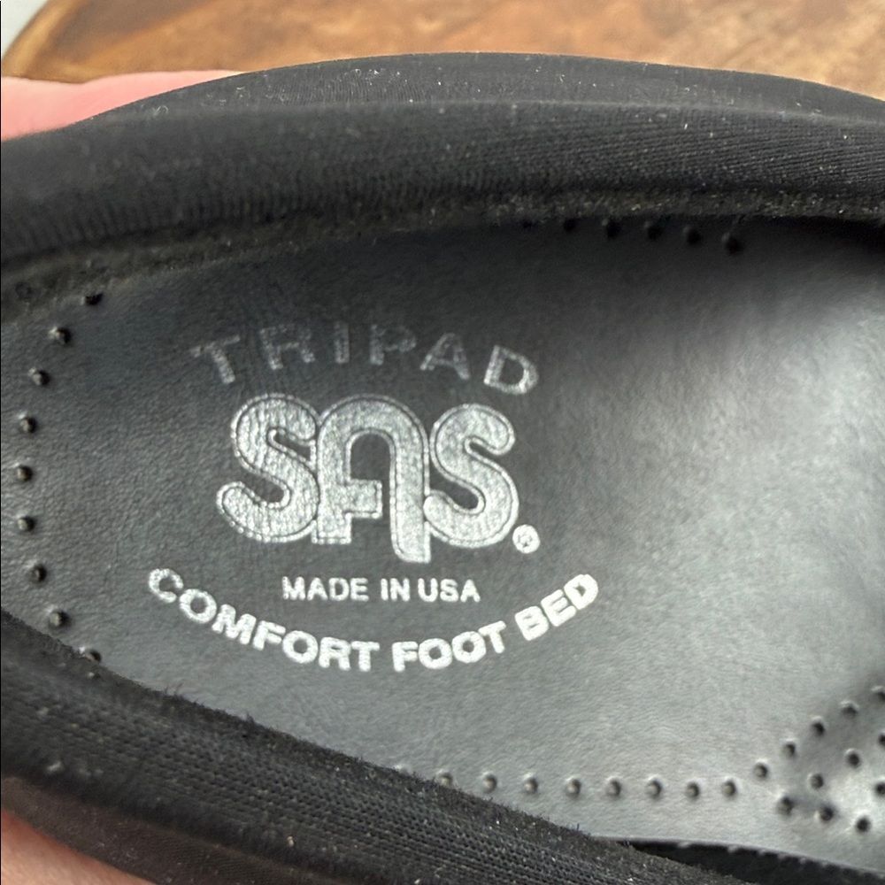 SAS Shoes Wm 9 M Bliss Black Comfort Wedge Slip On Loafer Tripad - Picture 11 of 12